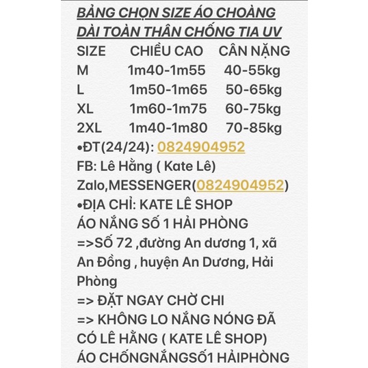 Size 2XL_ÁO BIG SIZE 2 LỚP CHOÀNG DÀI LANH NHUNG CHỐNG NẮNG LOẠI 1