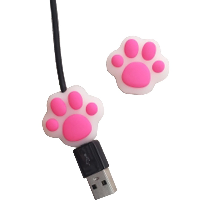 Will Black Pink White Cute Cat Paw Sleeve USB Charger Data Cable Protector Saver