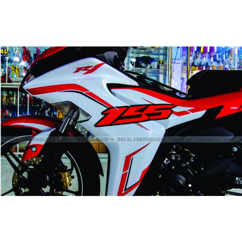 Tem rời Exciter 155 xe đỏ xám phối chỉ