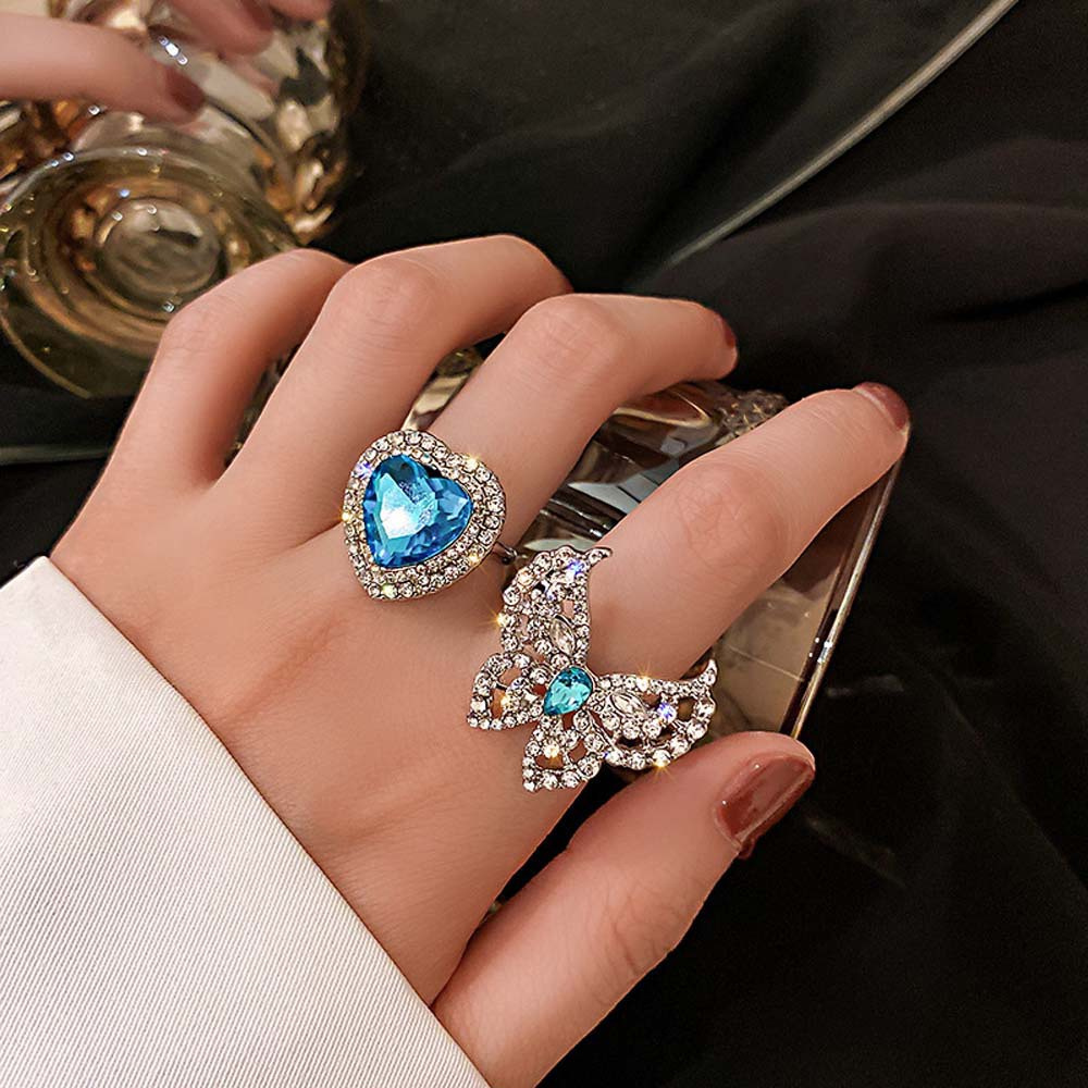 Nhẫn Hở Chất Liệu Hợp Kim Hình Bướm Đính Đá Xinh Xắn Thời Trang Cho Nữ