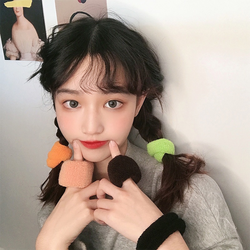 Dây Buộc Tóc Bằng Polyester Dày Bản Rộng Độ Co Giãn Cao Nhiều Màu Sắc Dễ Thương Cho Nữ