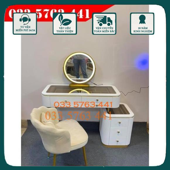 FREESHIP HN - Bàn trang điểm đẹp nhập khẩu có gương cảm ứng đèn led kèm ghế ngồi công chúa