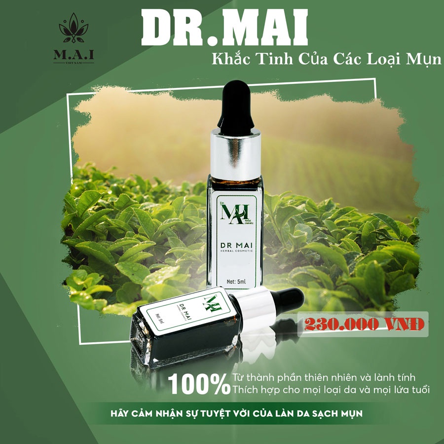 Dr Mai, serum sạch mụn chiết xuất 100% từ thiên nhiên, giúp đánh bay mụn sạch thâm