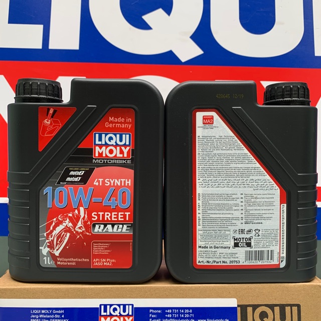 Bán Sỉ - Dầu Nhớt Liqui Moly Motorbike Synth 4T Street Race 10W-40 API SN Plus Jaso MA2 Made in Germany