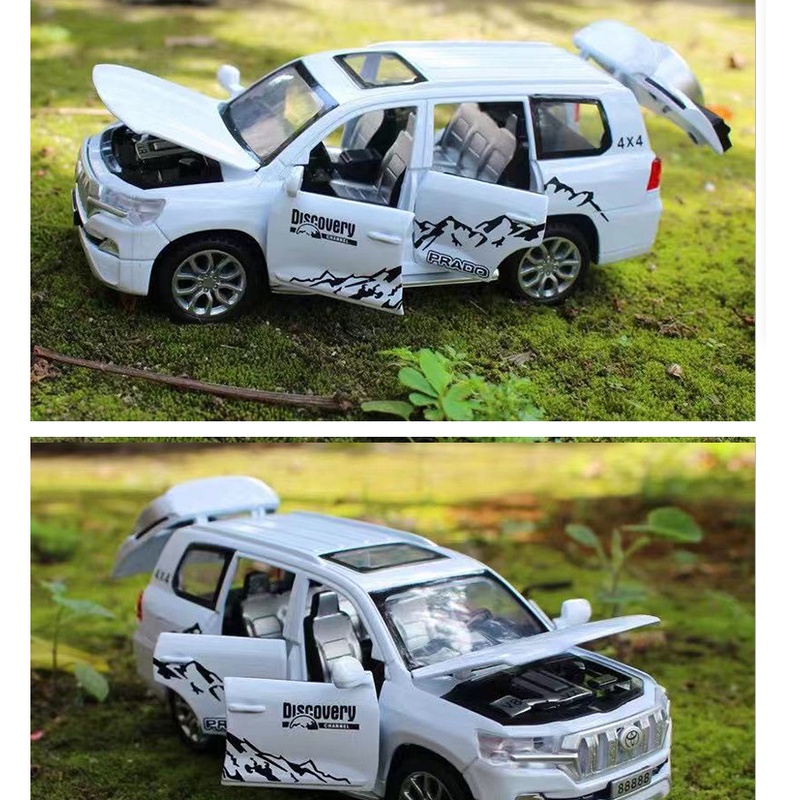 Mô hình xe ô tô Toyota Prado Land Cruiser tỉ lệ 1:32 - xe làm bằng kim loại có đèn và âm thanh mở được cửa xe