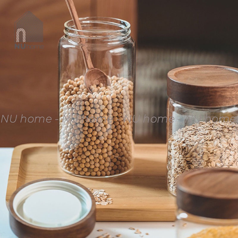 nuhome.vn | Hũ thủy tinh nắp vặn kích thước lớn, lọ thủy tinh đựng đồ khô, mật ong và hạt ngũ cốc với thiết kế đơn giản