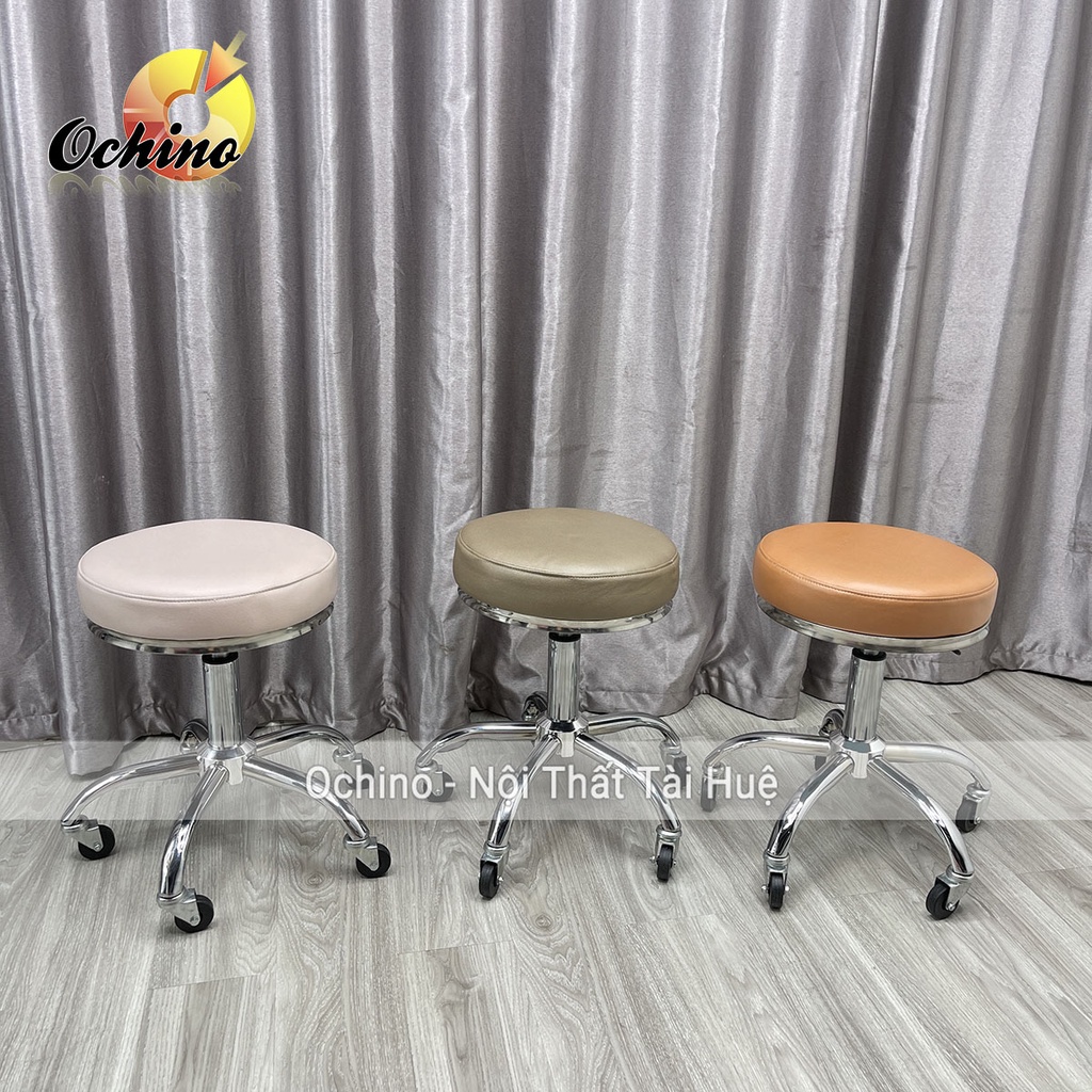 Ghế Xoay Spa Mẫu Tròn Trơn Sang Chảnh Nâng Hạ 40-55Cm Và Xoay 360 Dành Cho Thẩm Mỹ Viện Phun Xăm, Quán Nail ( Ảnh Thật)