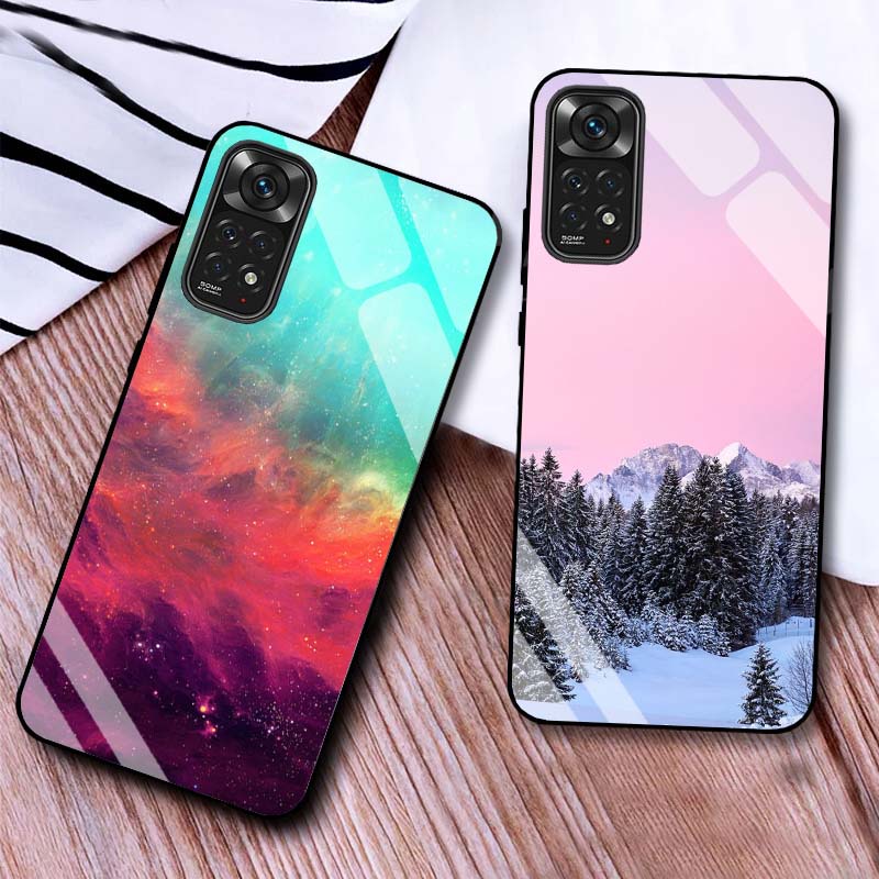 Ốp Lưng Xiaomi Redmi Note 11S, Note 11 4G, Note 11 5G, Note 11 Pro Mặt kính cường lực Cao Cấp, Sáng Bóng
