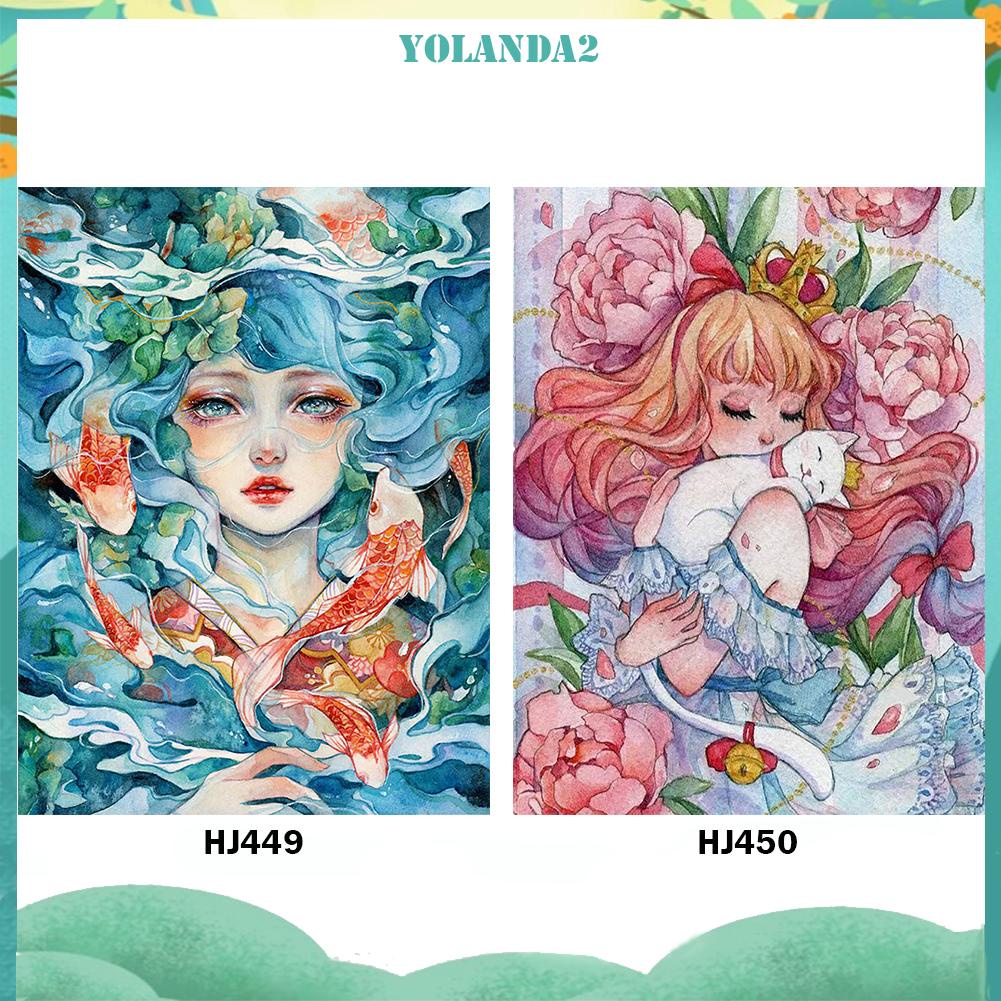 Bộ Tranh Đính Đá 5D DIY Hình Cô Gái Cá Koi Dùng Trang Trí Tường