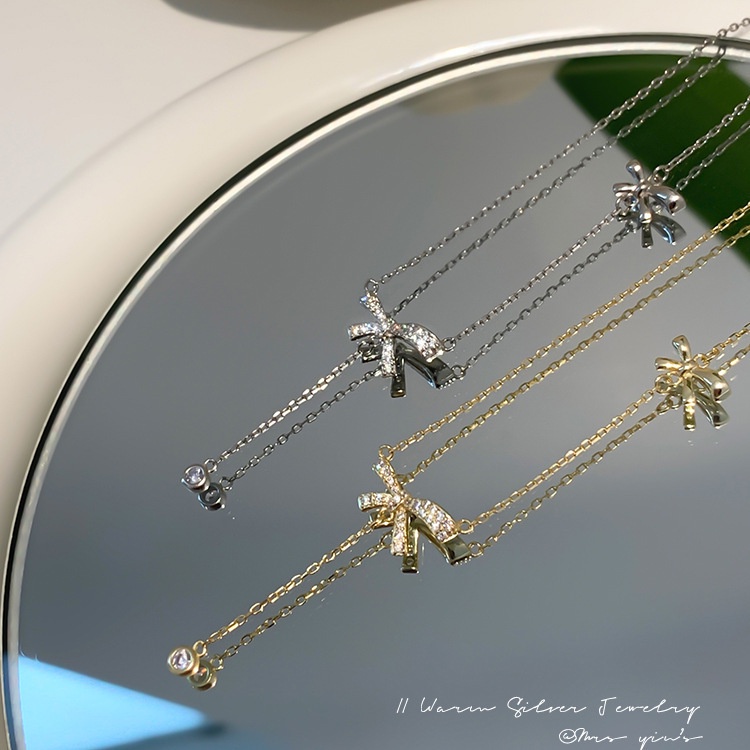 Vòng cổ Mặt Nơ Tua Rua Đính Đá Zircon Thời Trang Mùa Hè Cho Nữ