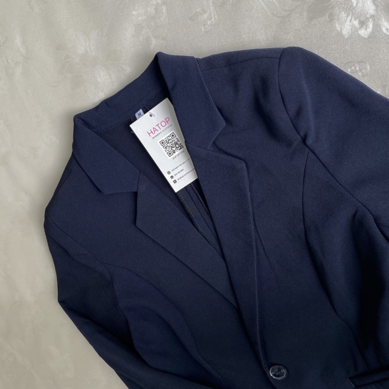 Áo vest nữ công sở tay dài HATOP cao cấp màu xanh đen vải tuyết mưa loại 1 AVDX402