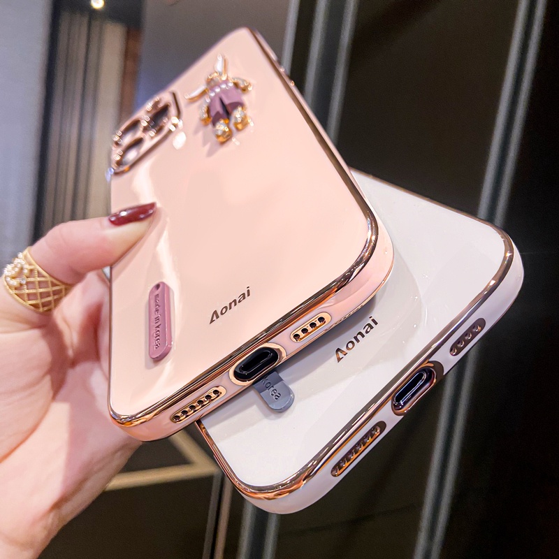 Tide Brand 6D Rubik's Cube Electroplating Water Brick Little White Rabbit Phone Case IPhone 13 13Pro 13Promax 12 12Pro 12Pro 11 11Pro 11Promax XSmax X XS XR 8 7Plus