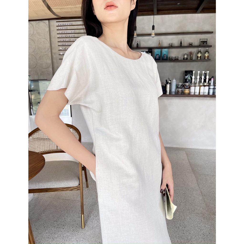 Đầm suông lụa cát E.studio Hở Lưng