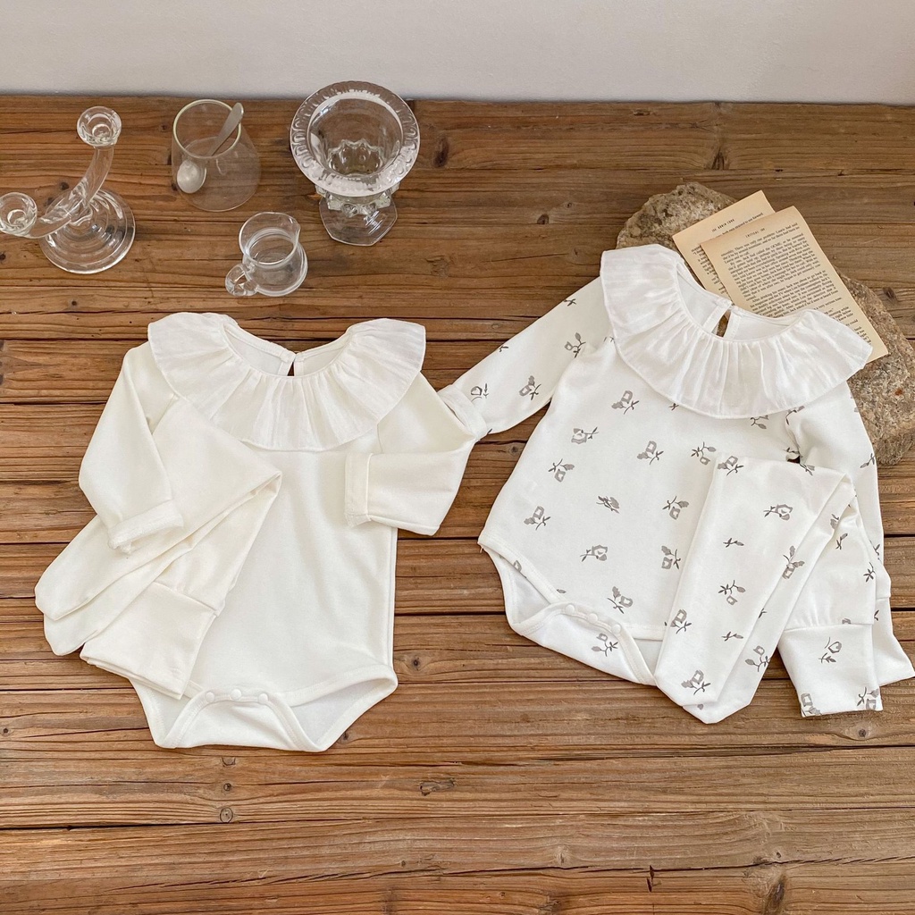 Bbaby Quần Legging Lưng Cao Phối Áo Tay Dài In Hoa Dễ Thương Và Thoải Mái Cho Bé Gái