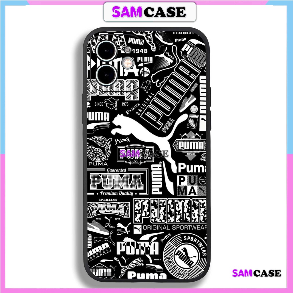Ốp lưng iPhone 6/6s/7/8/X/XS/11/12/13/14 Pro Plus Max viền vuông chống sốc bảo vệ camera silicon mềm họa tiết hình PUMA