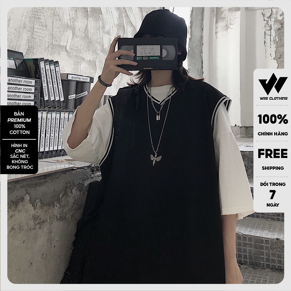 Áo gile unisex WIIS form rộng Gile Basic Tea nam nữ oversize phong cách ulzzang