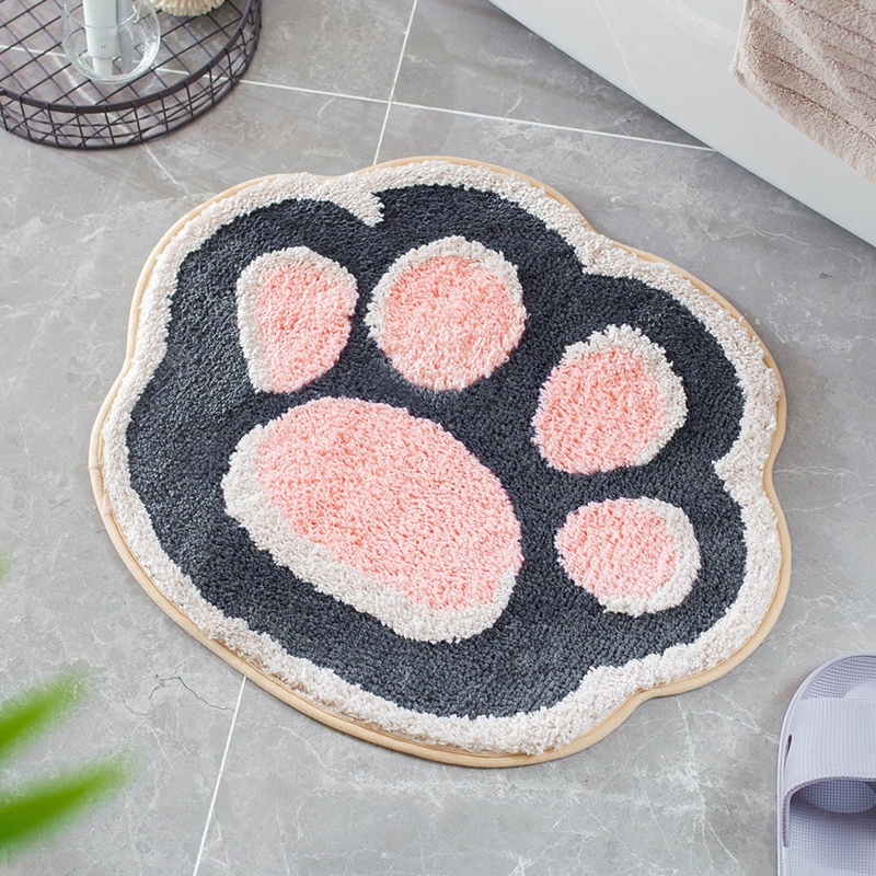 Thảm Chùi Chân Chống Trượt Thấm Hút Tốt In Họa Tiết Bàn Chân Mèo Hoạt Hình Siêu Đáng Yêu