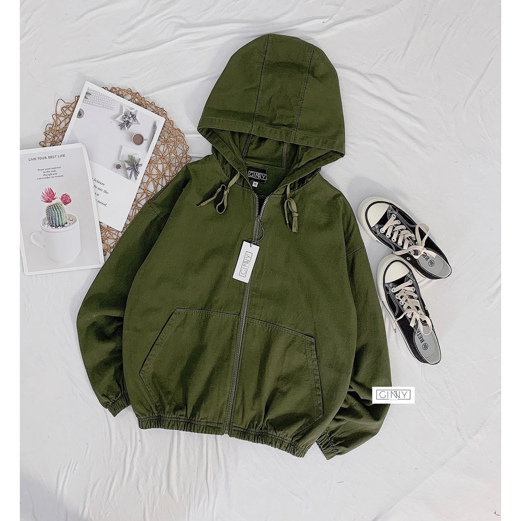 Áo Khoác Kaki Nón Basic GINNY | Áo Khoác Nữ Kaki Có Nón  | Áo Khoác Kaki Nữ Đẹp Có Mũ | Đơn Giản | Nhiều Màu | BigBuy360 - bigbuy360.vn