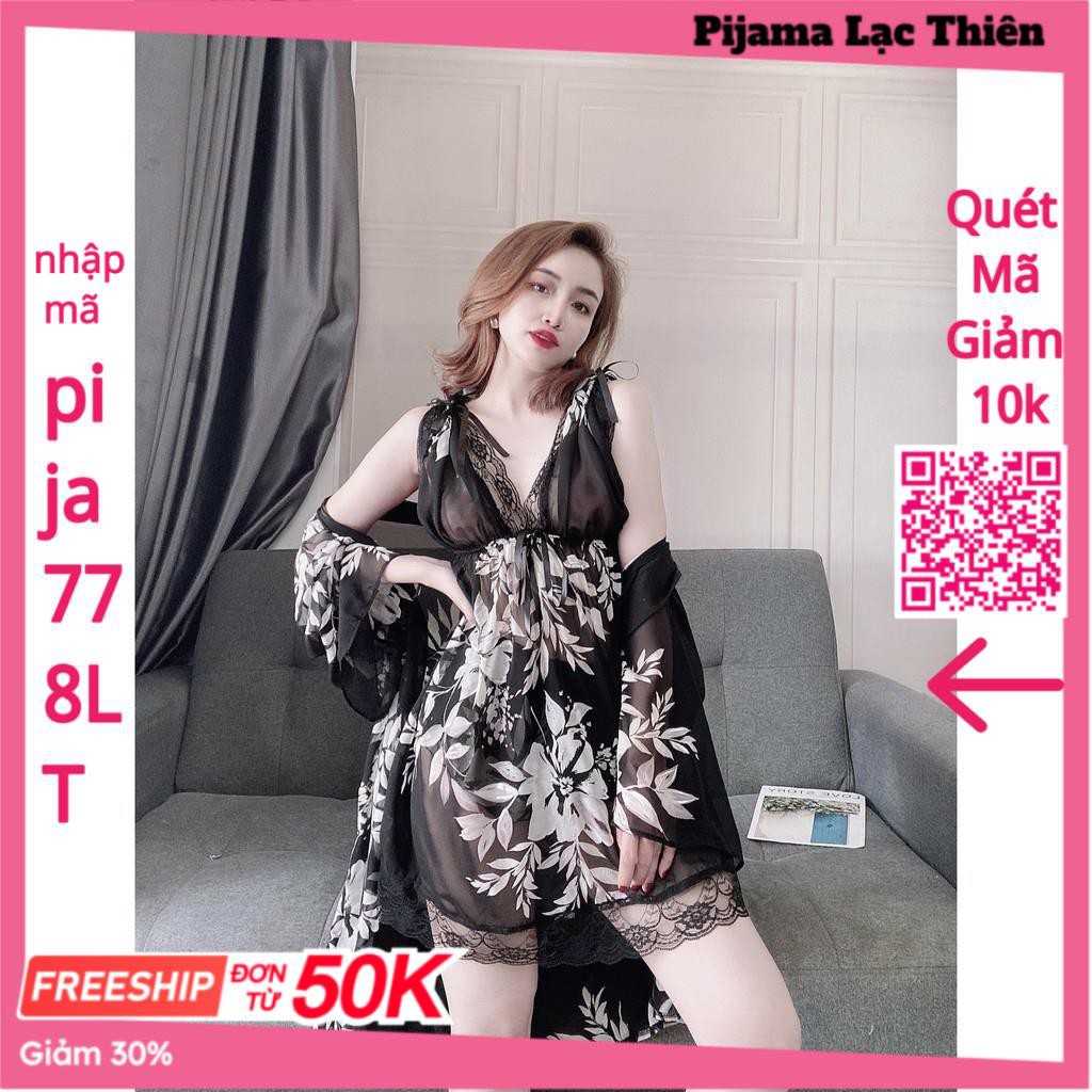 Váy Ngủ Xuyên Thấu Nữ, Set Đồ Ngủ Sexy 3 Món ( Váy Ngủ, Áo Choàng Kèm Quần ) , Đầm Ngủ Mặc Nhà Bigsize Chất Voan Tơ. | BigBuy360 - bigbuy360.vn