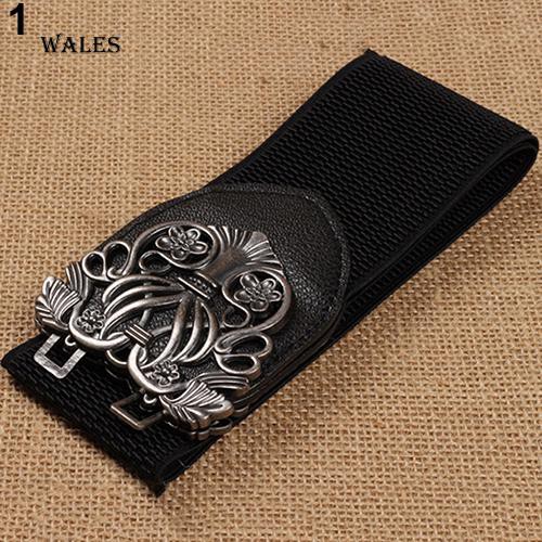 Thắt lưng bản to phối khóa kim loại thời trang nữ retro