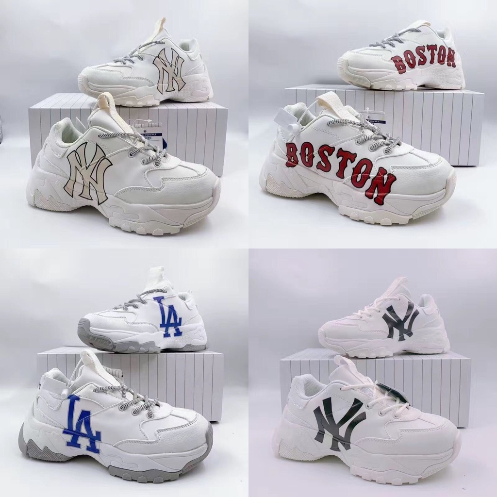 Giày sneaker MLB boston và MLB ny chữ vàng Hot trend thể thao nam nữ độn đế tăng chiều cao