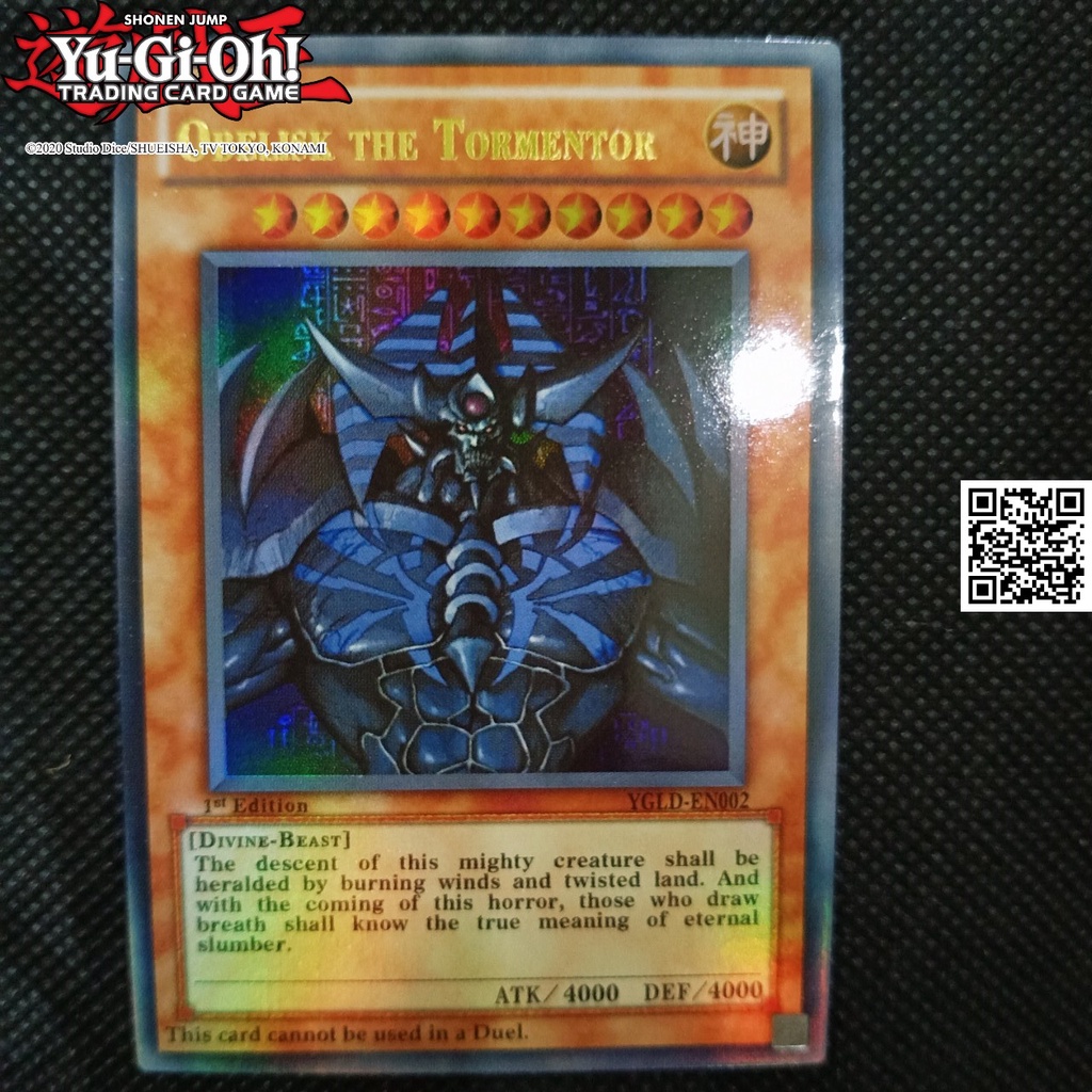 XÃ HÀNG Lá Yugi Oh Obelisk The Tormentor 1 trong bộ 4 vị thần có tem bạc phản quang bài hiệu ứng phản quang TẶNG Sleeves