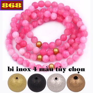 Vòng chuỗi 108 hạt ngọc tủy hồng 6 ly phối charm bi inox vnthbbi108 - tràng chuỗi phong thủy mệnh hỏa, thổ