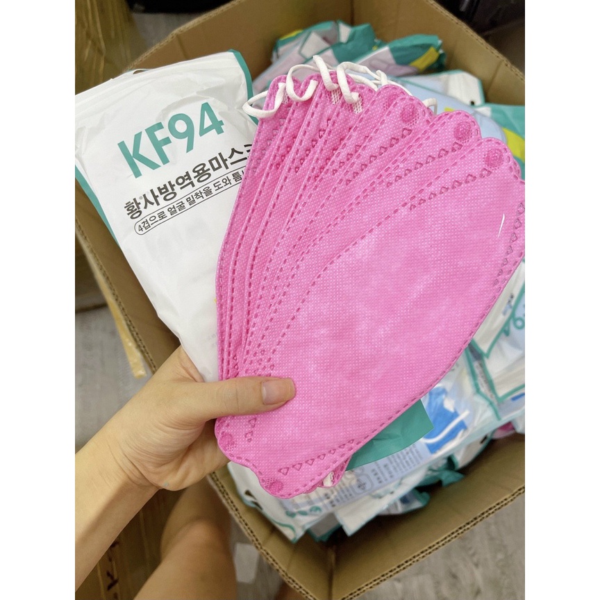 Hàng có sẵn - 10 cái khẩu trang Hàn Quốc KF94 màu tím vàng cam hồng xanh