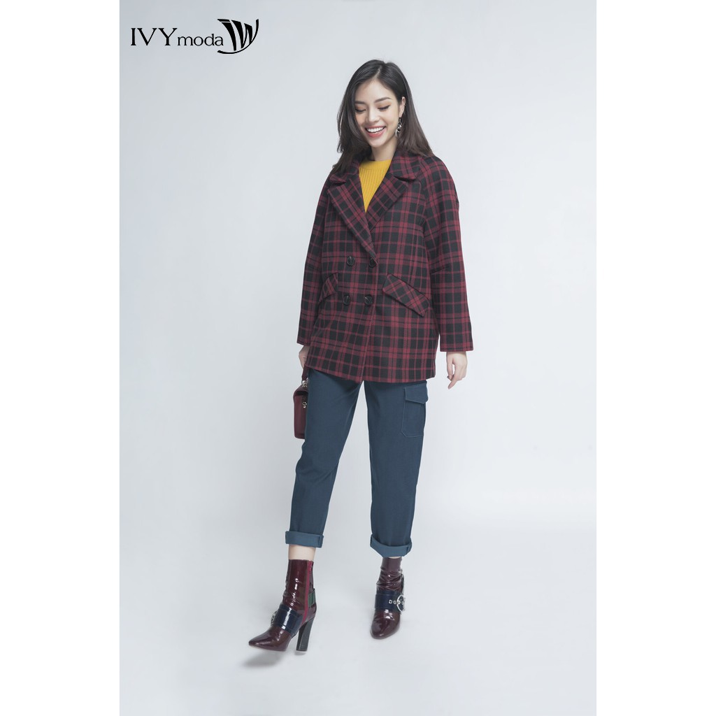 [NHẬP WABRTL5 GIẢM 10% TỐI ĐA 50K ĐH 250K ]Áo Khoác dạ nữ dáng suông IVY moda MS 71M4158