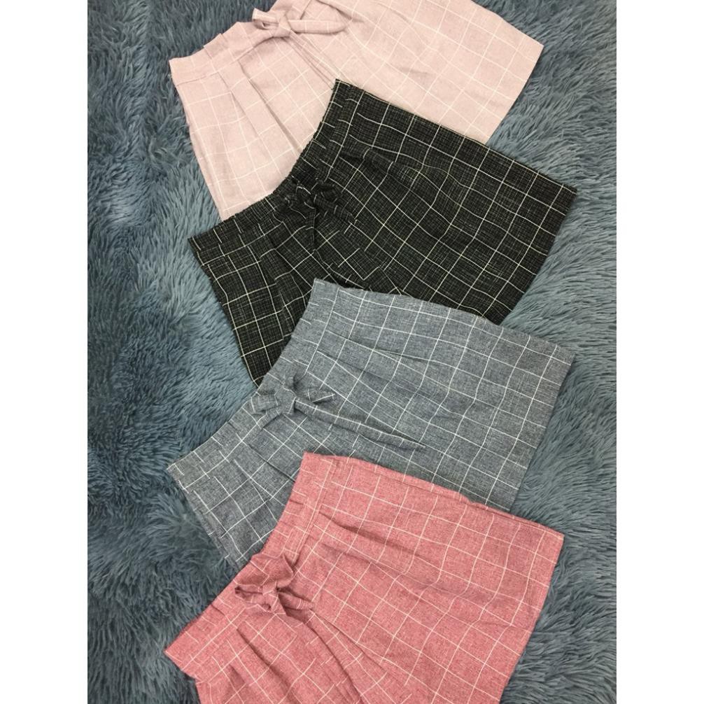 Quần đùi nữ ống rộng kẻ ô to thời trang ་ | BigBuy360 - bigbuy360.vn