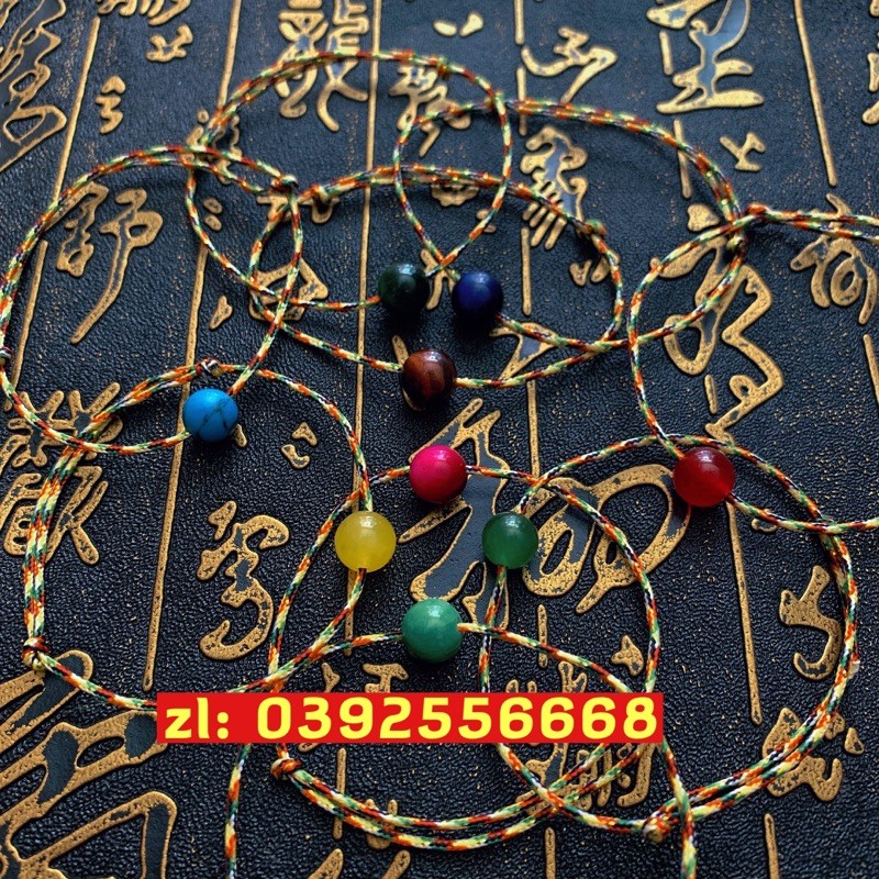 Vòng Tay Chỉ Ngũ Sắc Mix Hạt Đá Thiên Nhiên - Vòng Tay Chỉ May Mắn Tặng Hộp Gấm