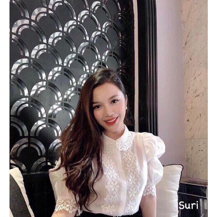 ÁO SƠ MI NỮ TRẮNG TAY BỒNG PHỐI VIỀN REN