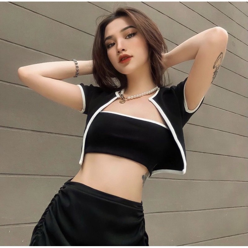 [𝐂𝐨𝐦𝐛𝐨 𝐇𝐎𝐓]Bonie Set___Set áo tube + Áo tay ngắn