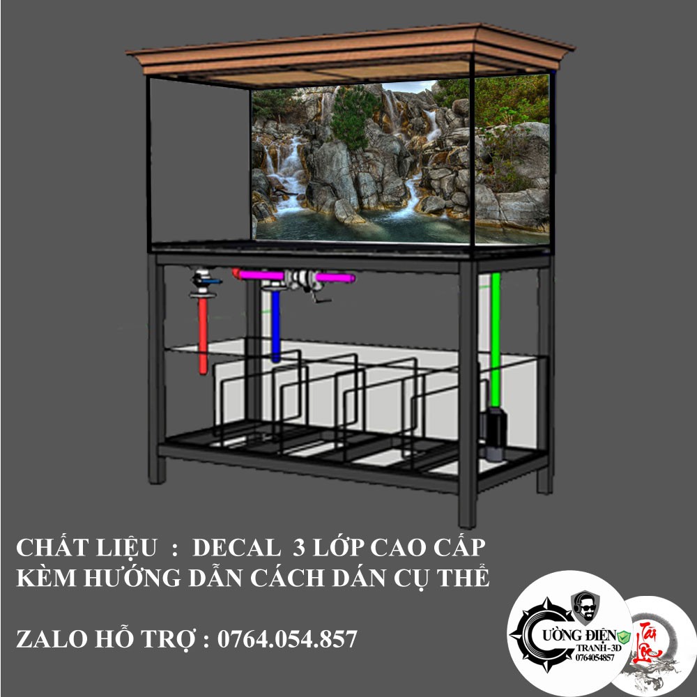 Tranh dán bể cá 3d ( kt 30x25, 40x30, 50x30, 50x40 …)