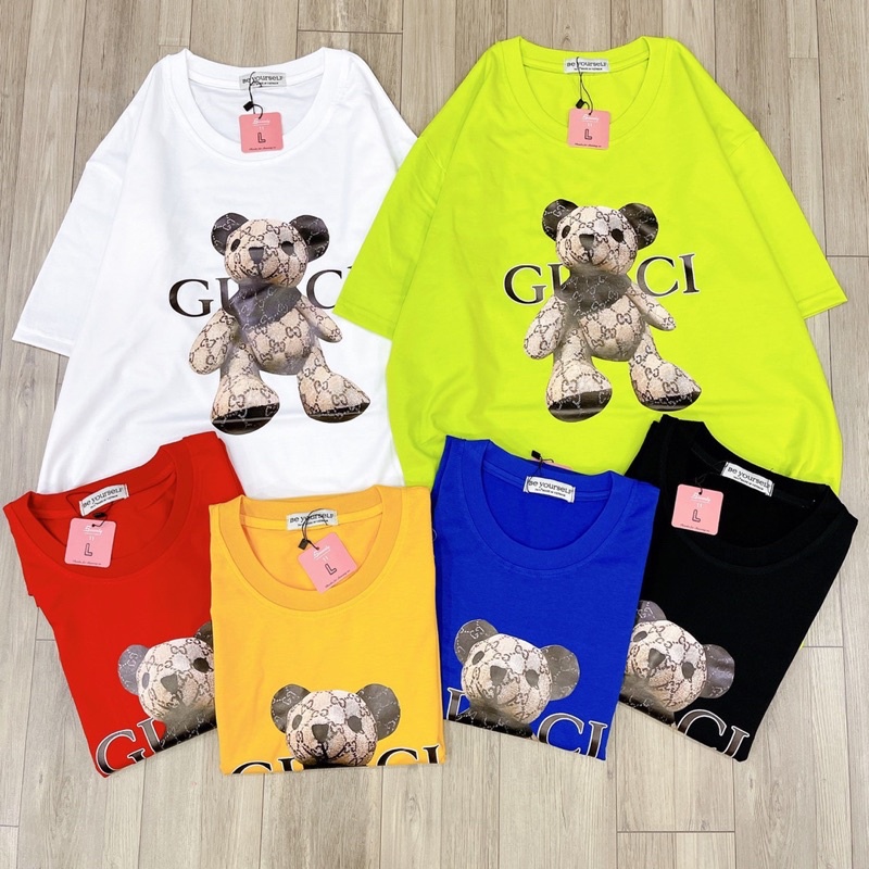 Áo Thun Tay Ngắn UNISEX GẤU GUCI - Hình chụp thật (Đủ size M-L-XL-XXL)
