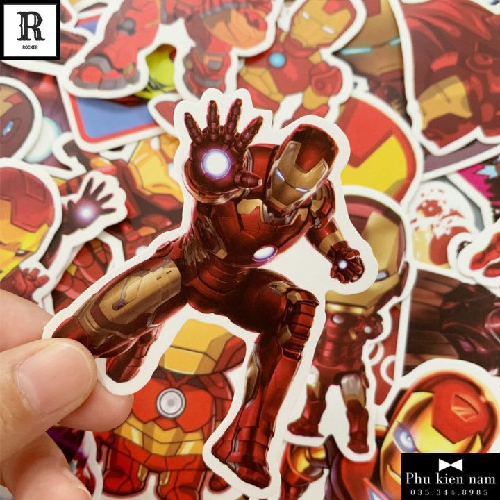 Sticker PVC Chống nước Hình dán 35 Hình Ironman Marvel ST032
