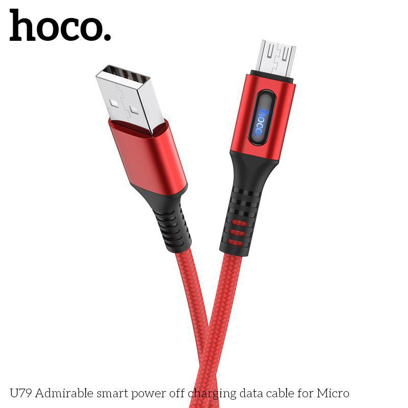 Cáp sạc nhanh và truyền dữ liệu Micro USB Hoco U79, hỗ trợ sạc nhanh 2.4A,tự ngắt sạc khi đầy pin, tích hợp đèn báo sạc