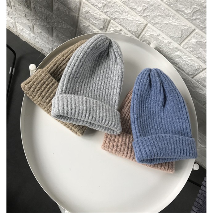 Mũ dệt kim màu trơn ấm áp thời trang thu đông Hàn Quốc trẻ trung dành cho cặp đôi