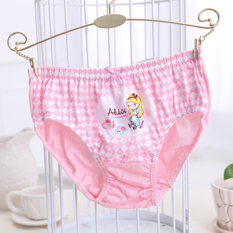 Quần Lót Bằng Cotton Hình Tam Giác In Họa Tiết Hoạt Hình Dễ Thương Thiết Kế Thoáng Khí Cho Bé Gái