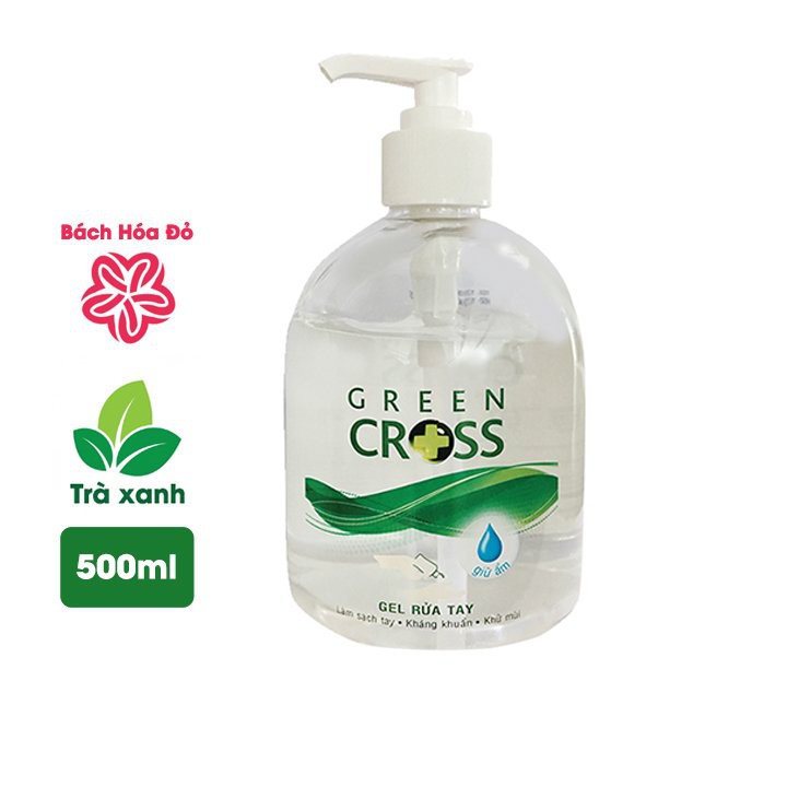 Gel rửa tay Green Cross dung tích 500ml/chai-Hương Trà Xanh (chai tròn)