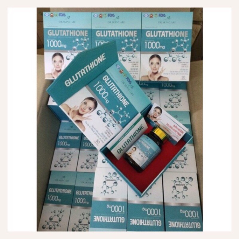 Viên Uống Trắng, Mờ Nám Glutathione 1000mg hộp 30 viên , trắng bật tông
