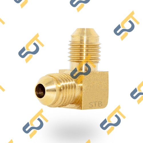 [HÀN ỐNG ĐỒNG 12 16 ] Co 90 độ hai đầu nối côn lồi cho điện lạnh &amp; khí nén (Brass Flare Male Elbow)- Cong rắc co ren NPT