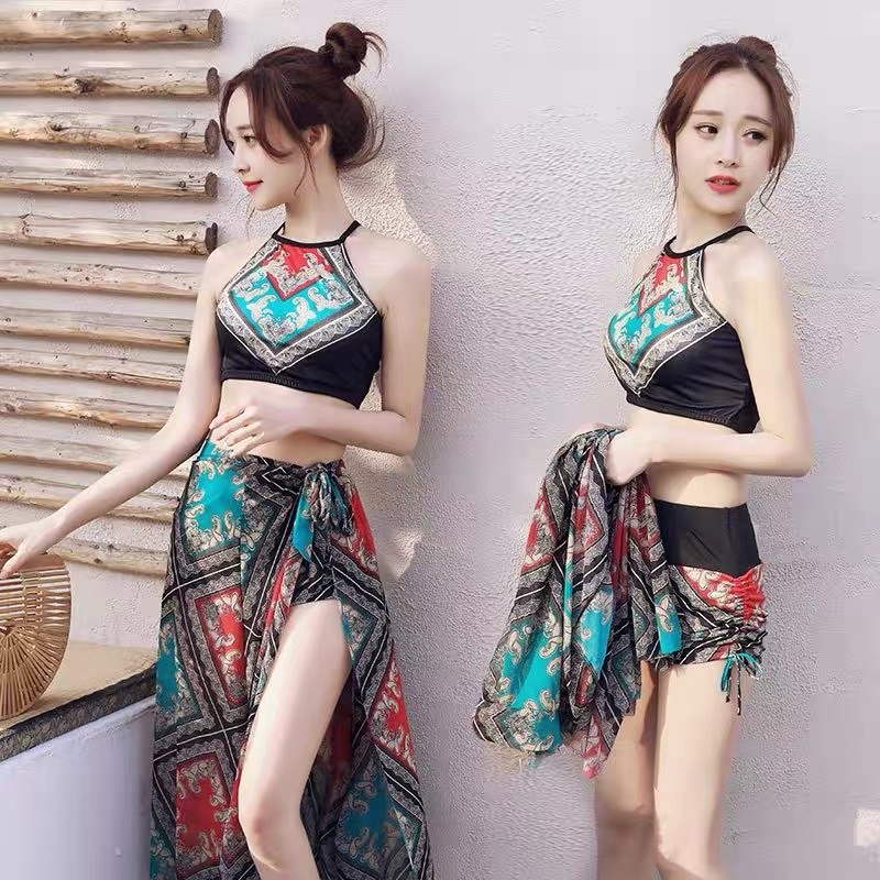 Bikini đồ bơi đi biển 2 mảnh kèm khăn dễ thương phong cách Hàn Quốc Shop Gió BKN01