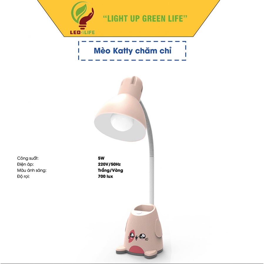 Đèn bàn học Rạng Đông Model: RD-RL-38.LED chip LED SS 5W bảo vệ thị lực điều chỉnh góc chiếu linh hoạt