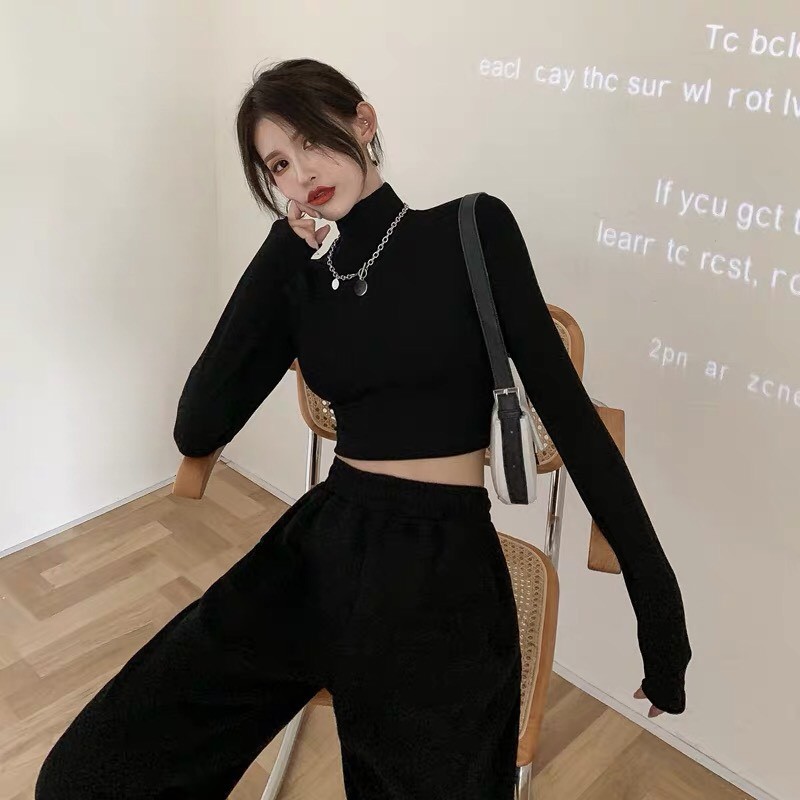 Áo Croptop Cổ Lọ Dài Tay Chất Thun Co Dãn 4 Chiều Mùa Trắng Freesize  "CROPTOP CỔ LỌ TAY DÀI" | BigBuy360 - bigbuy360.vn