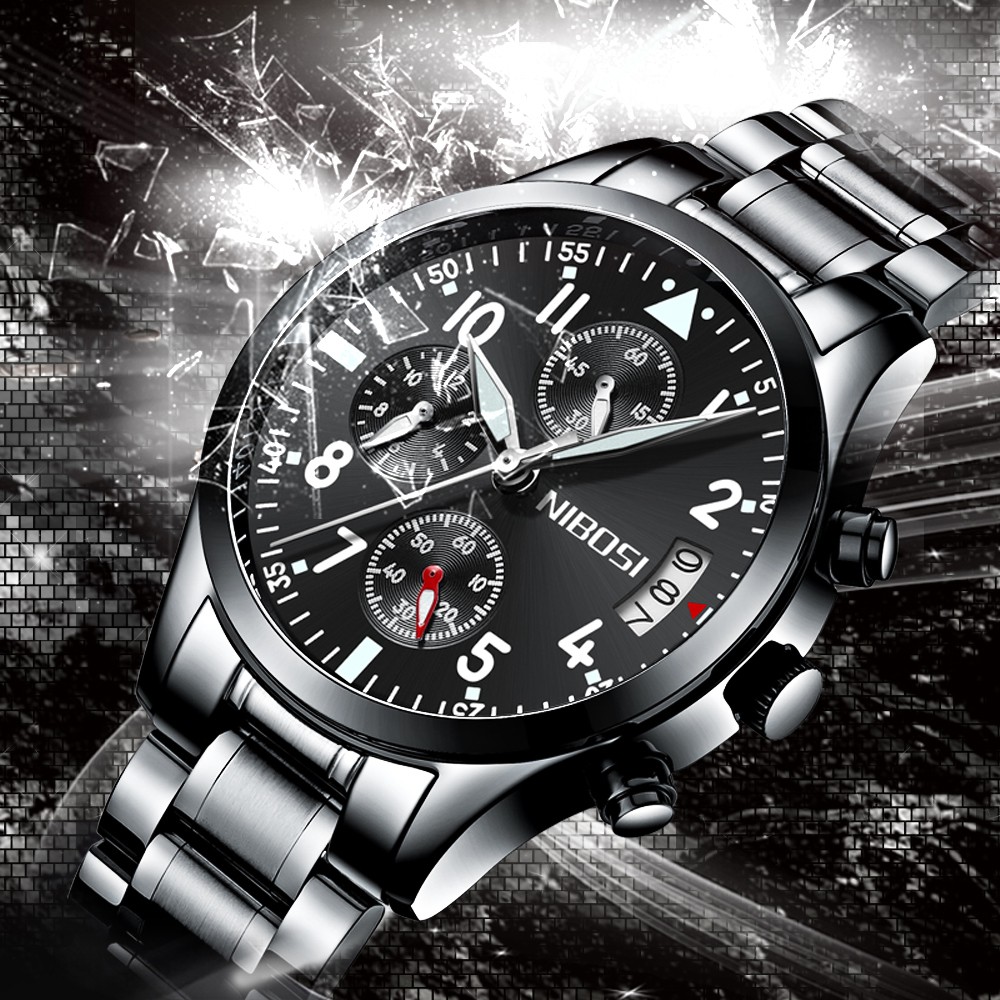 Đồng hồ nam NIBOSI 2303 dây thép đúc chạy 6 kim năng động | BigBuy360 - bigbuy360.vn