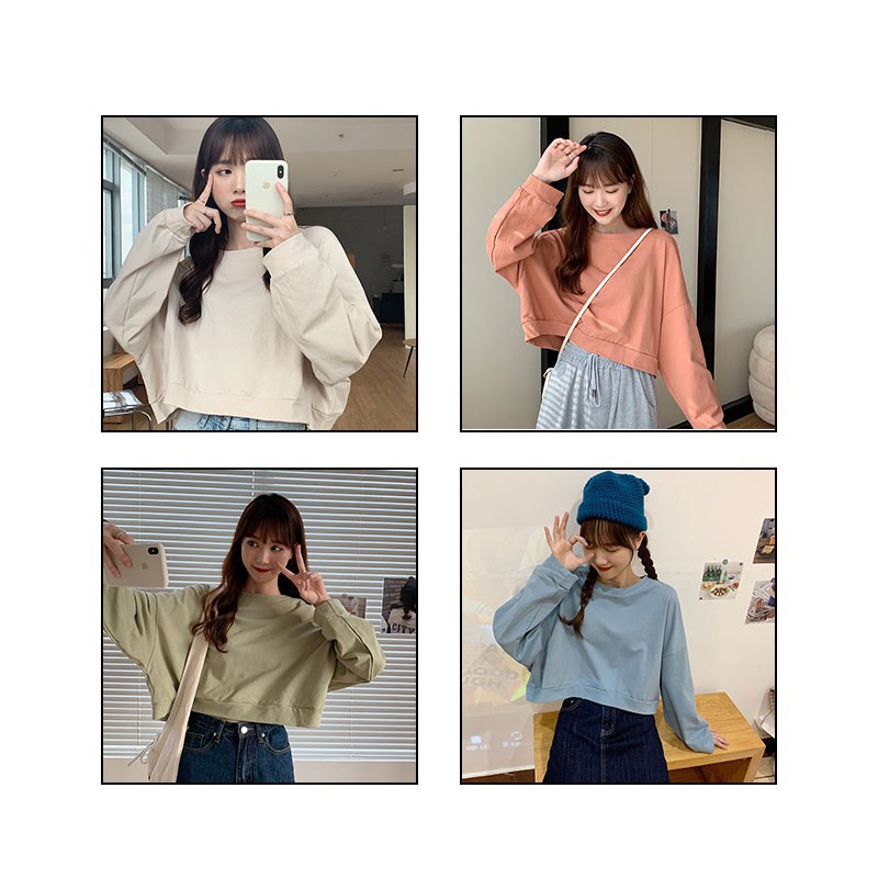 Áo Sweater Tay Dài Cổ Tròn Dáng Rộng Thời Trang Xuân Thu