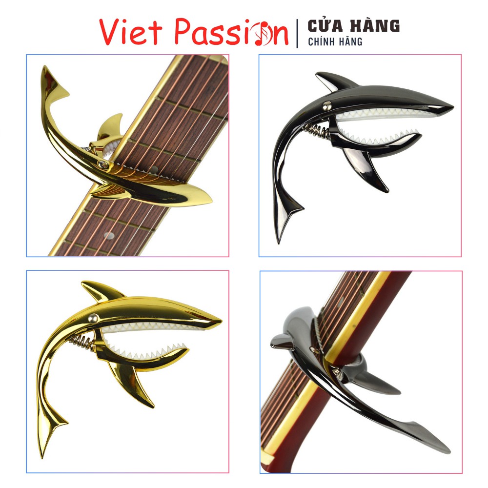 Kẹp capo guitar cá mập màu bạc mờ cho đàn guitar classic acoustic cao cấp Viet Passion