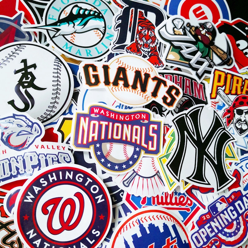 Set 53 miếng dán họa tiết logo MLB Major League Baseball 02 chống thấm nước thời trang