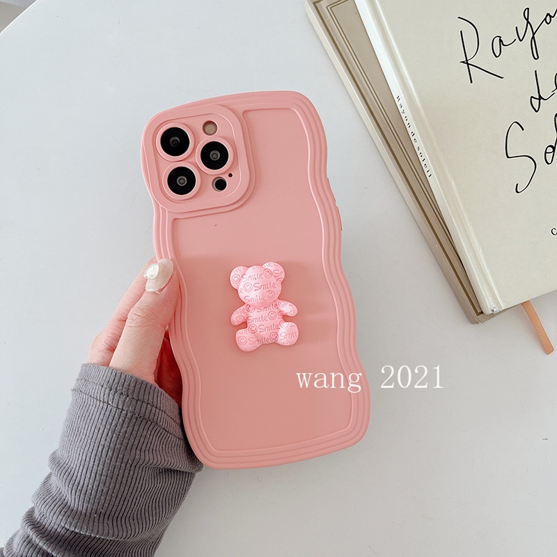Ốp Điện Thoại Silicon Dẻo Màu Trơn Gắn Hình Gấu 3D Cho OPPO A77 Reno8 Z Reno7 Z Reno 8 7 Pro 5G 2022